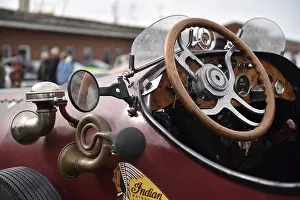 Framed Print : Steering wheel from a vintage racing car