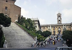 Steps to the Senatorial Palace Palazzo Senatorio and Piazza del Campidoglio, Rome, Italy 1974