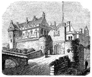 Stirling Castle in Scotland, historic engraving from the Buch denkwuerdiger Frauen or book of memorable woman