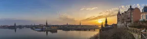 Stockholm Sweden, sunrise panorama city skyline at City Hall Gamla Stan and Slussen