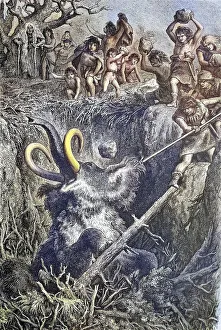 Stone Age, mammoth hunt of the European cave people