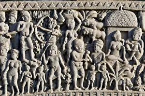 Stone carving, scenes of Buddha's life
