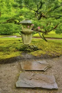 Stone lantern in Japanese garden
