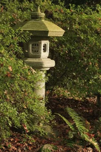 Stone lanterns are typical elements of Japanese gardens