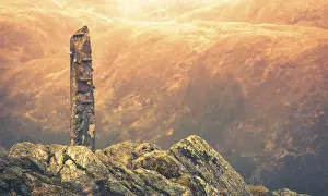 Stone memorial on the summit of Mount Ulriken