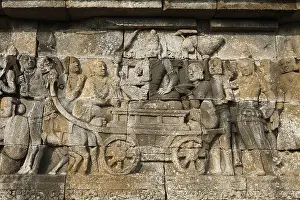 Category Buddhism Prints: Stone relief, Buddhist temple complex Borobudur