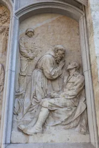 Stone relief, detail from a war memorial