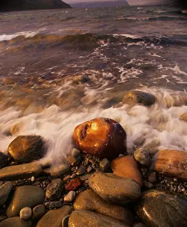 Stones on the beach, fjord, Varanger Peninsula