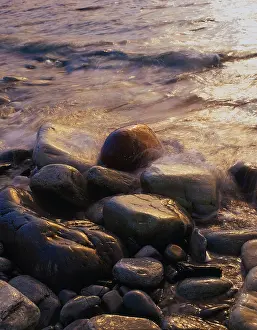 Stones on shore, Barents Sea, Norway, Europe