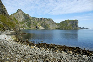 Stony beach on island Vaeroya Lofoten Norway
