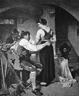 Stop at the inn, historical illustration