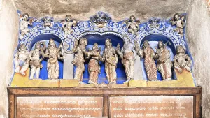 Story of Draupadi marriage, ceiling Virupaksha temple shrine in Hampi