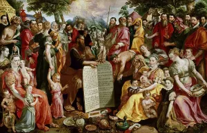 Story of the Prophet Moses, Moses showing the Tablets of the Law to the Israelites