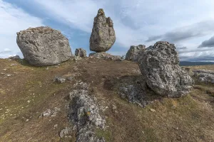 Strangely shaped rocks in the chaos of Nimes le Vieux in the Cevennes National Park