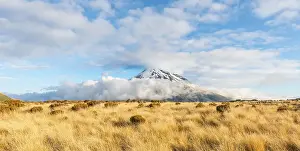 Stratovolcano Mount Taranaki or Mount Egmont with cloud