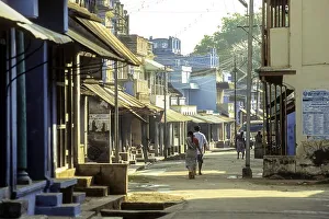 The street of Agraharam the brahmins residence area surrounding the temple Thenkasi near Courtalam Kutralam Kuttalam