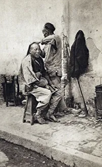 Street barber, 1922, Shanghai, China