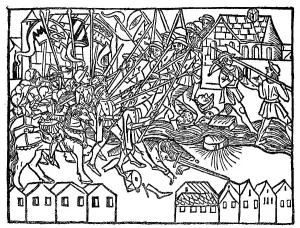 Street fight in a medieval town