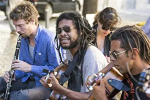 Street musicians in the historic centre of Lisbon