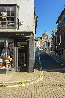 Street with old houses and shops in Rye