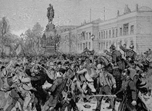 The Street Riots in Berlin, here in the street Unter den Linden