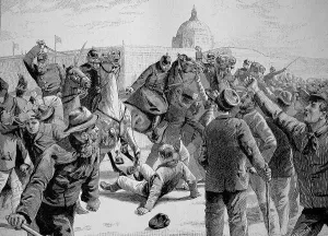 The Street Riots in Berlin, here in the street Unter den Linden