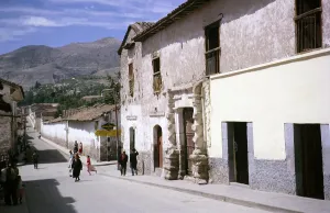 Street scene with people on foot and without traffic, Ayacucho, Peru, South America 1962, South America