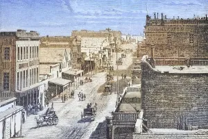 Street scene in Virginia City, Nevada in the 1870s