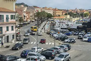 Street and traffic at the harbor in town of Maddalena