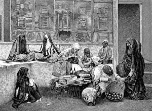 Street vendors in the streets of Cairo in 1865