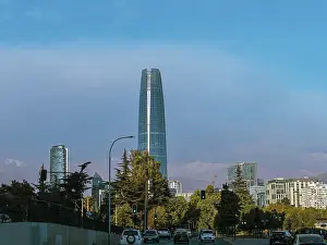 Street with view of Gran Torre skyscraper