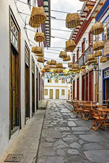 Streets of the historic city of Diamantina in Minas Gerais with its bars and restaurants with tables