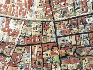 Streets and rooftops in the town of Cadiz