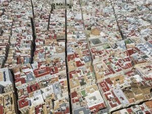 Streets and rooftops in the town of Cadiz