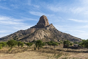 Striking granite mountain, Sahel, Chad, Africa