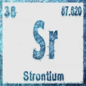 Strontium Chemical Element in Blue on White Background