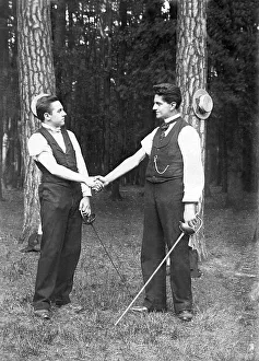 Two student having a duel, historical image