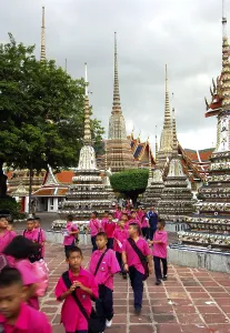 Students at Wat Pho Reclining Buddha Temple Bangkok Thailand