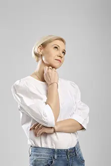 Studio portrait of middle age woman
