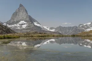 A stunning view of the Matterhorn mountain towering in the background