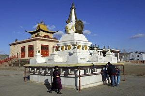 Category Buddhism Prints: Stupa and Dechengalpa datsan Gandan Monastery Ulaan-Baatar Mongolia