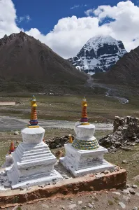 Stupas at Dira-Puk monastery, facing the sacred Mount Kailash