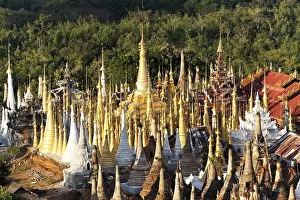 Stupas, Indein, Shan State, Myanmar, Burma, Asia