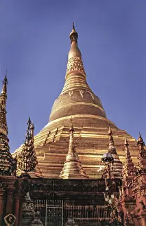 Stupas on Shwedagon Pagoda, Rangoon