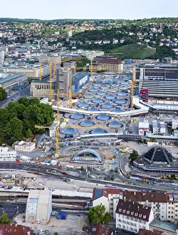 Stuttgart Central Station. The Stuttgart 21 construction site