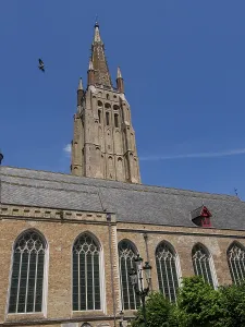 Sublime Gothic church with high windows and a slender steeple