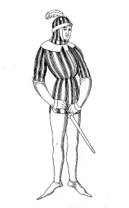 Sublime male traditional costume with bright colours and gugel