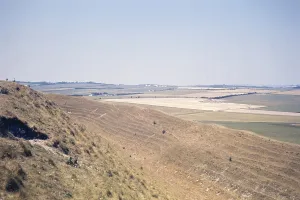 Subtitle: hill fort near Warminster, Wiltshire, England, UK 1976 either Battlesbury Camp or Scratchbury Camp