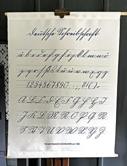 Suetterlin script on a sheet, arranged according to the alphabet