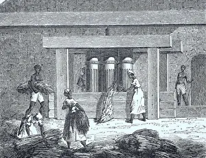 In a sugar cane crushing mill in the Caribbean in 1880